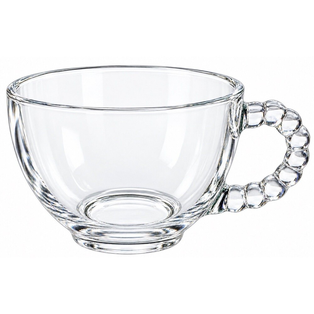 Vintage Clear Glass Punch Cups Beaded Bubble Handles Set of 4